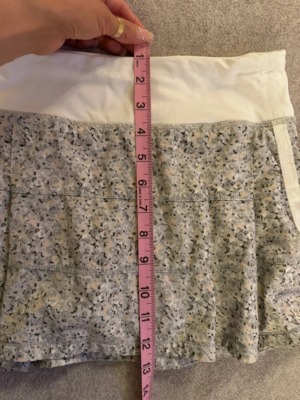 lululemon athletica White and Gray Micro-Floral Tennis Skirt